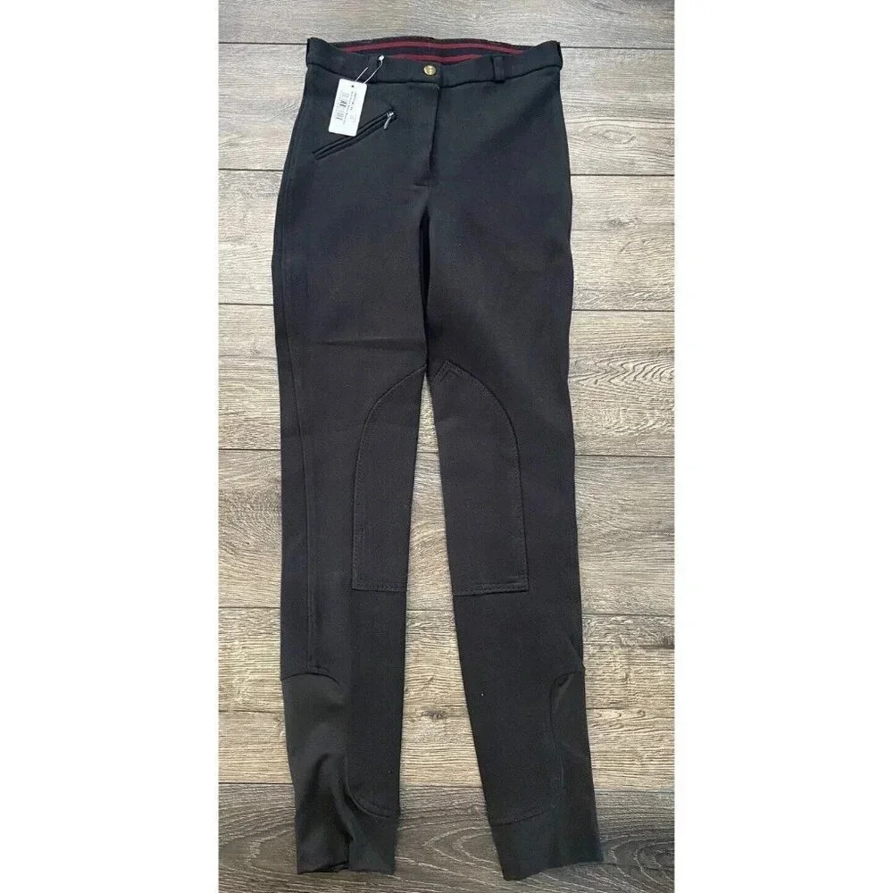 NWT Riding Equestrian Soft Knee Patch Breeches Black US Size 22